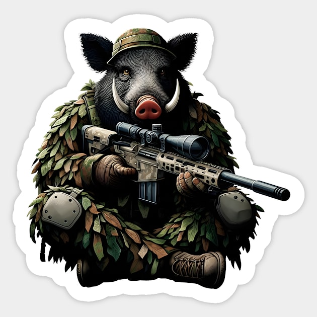 Sniper Wild Boar Sticker by Rawlifegraphic